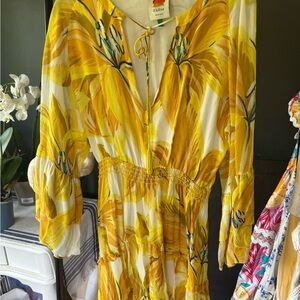 FARM Rio Vibrant Yellow Floral mini Dress